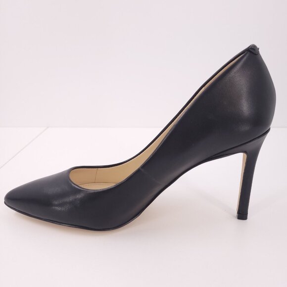 Nine West EZRA Black Leather Heels Stiletto Slip-On Pointy Toe - Picture 6 of 16